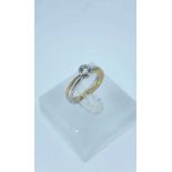 18CT WHITE & YELLOW GOLD DIAMOND SOLITAIRE RING, David Tinsley design, the single stone measuring