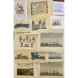 A FOLIO OF PRINTS, ENGRAVINGS & BOOK PLATES including a set of over 40 depicting 19th century French