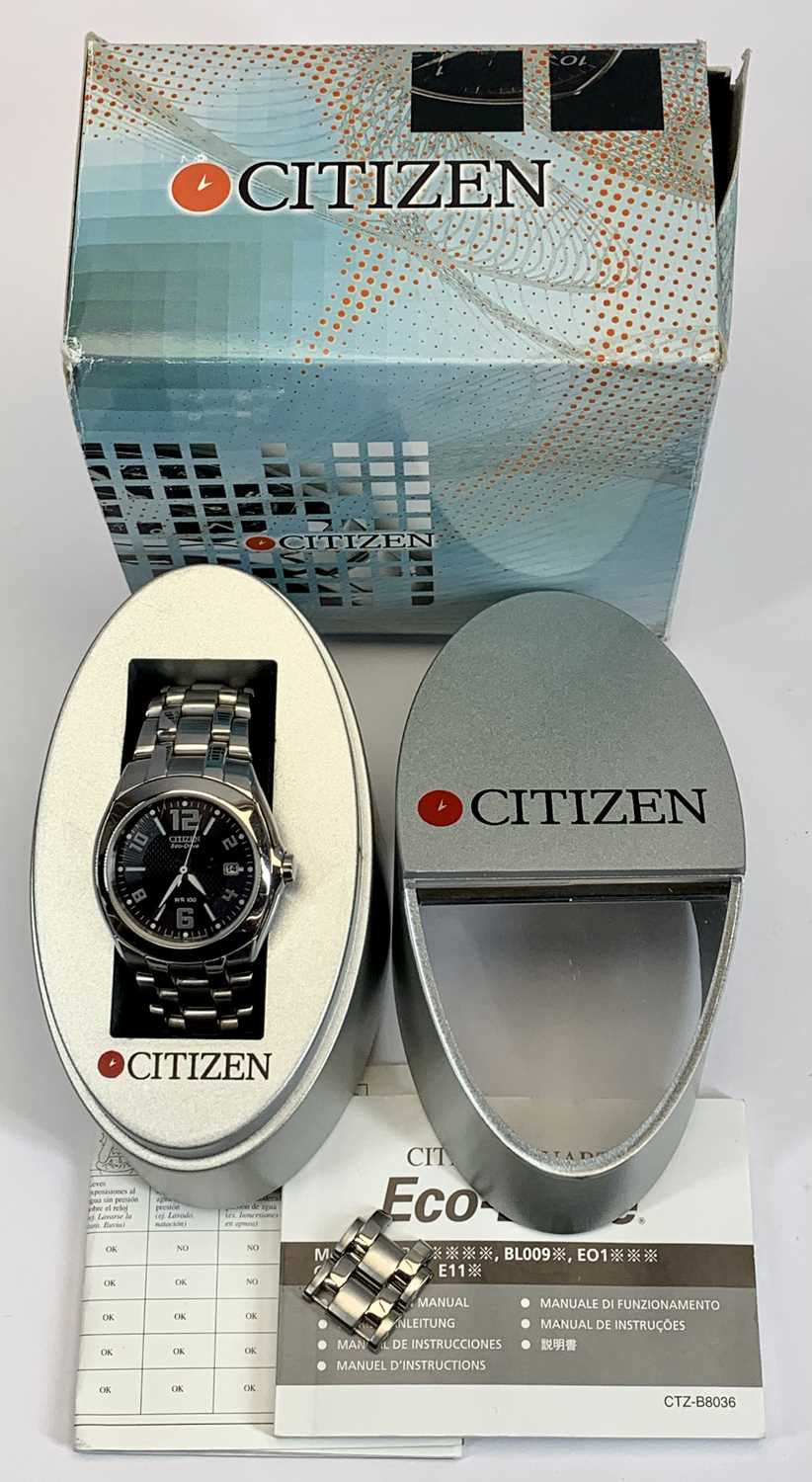 CITIZEN ECODRIVE WR100 WRISTWATCH - 38mm stainless steel case, black dial with Arabic and baton hour - Image 3 of 3