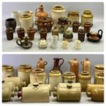 STONEWARE - a large collection including bedwarmers, storage jars, gin flasks, ETC