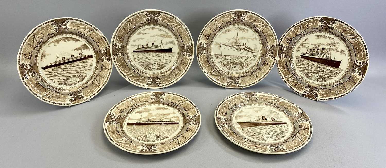 MASONS IRONSTONE SET OF 6 PLATES - depicting famous ships 'Aquitania', 'Normandy', 'Queen Mary', ' - Image 4 of 4