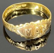 VICTORIAN 22CT GOLD MAM RING - Birmingham date letter 1872, Size S, 3.3grms