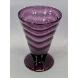 B POWELL FOR WHITEFRIARS - an amethyst wave ribbed vase of inverted cone shape on circular foot,