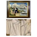 LOT WITHDRAWN 'THE SAILOR'S FAREWELL' - woolwork embroidered panel showing sailor from HMS Emerald