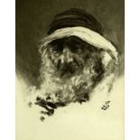 HUBERT VON HERKOMER etching - an Arab gentleman, initialled and dated 1895, 23 x 17cms