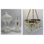 WATERFORD CRYSTAL TABLE LAMP - with removable shade, 35cms H, similar smaller cut glass table lamp