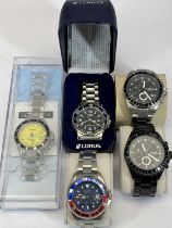 GENT'S WRISTWATCHES - a collection including Sekonda Diver's style watch with yellow dial, Lorus
