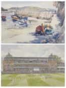 ELAINE JEFFREYS limited edition colour print (25/850) - 'Tackling Up Abersoch Harbour', signed,