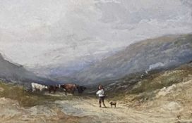 WILLIAM HINDLE (British 1811 - 1890) watercolour - label verso 'Mountain Scene West Moreland,