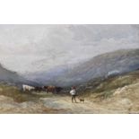 WILLIAM HINDLE (British 1811 - 1890) watercolour - label verso 'Mountain Scene West Moreland,