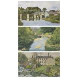HAROLD PEAK pen and watercolours (3) - The bridge at Beddgelert, signed lower left, 28.5 x 39.