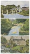 HAROLD PEAK pen and watercolours (3) - The bridge at Beddgelert, signed lower left, 28.5 x 39.