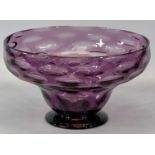 RICHARDSON (WEBB) AMETHYST GLASS 'BULLSEYE BOWL' - signed to the base, 15cms H, 26cms diameter