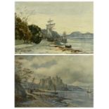 CONWY VIEW watercolour studies (2) to include S HEY - showing Conwy Castle and boats from the