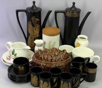 PORTMEIRION 'PHOENIX' COFFEE SERVICE BY JOHN KUFFLEY, 16 pieces including two tall coffee pots, an