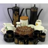 PORTMEIRION 'PHOENIX' COFFEE SERVICE BY JOHN KUFFLEY, 16 pieces including two tall coffee pots, an