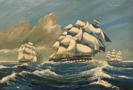 DAN DUNTON OF WISBECH oil on canvas - four masters at sail 'painted for Richard Webb', signed, 50