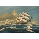 DAN DUNTON OF WISBECH oil on canvas - four masters at sail 'painted for Richard Webb', signed, 50