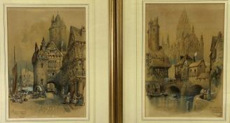 ROBERT RANDOLL French view watercolour studies (2) - one titled 'A picturesque quayside Arles