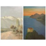 INDISTINCTLY SIGNED oils on board (2) - Mediterranean scenes, 32 x 20cms and 32 x 39cms