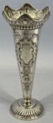 HALLMARKED SILVER VASE - of trumpet form, Sheffield 1907, Maker Lee & Wigfull (Henry Wigfull),