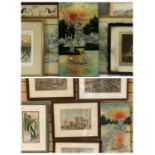 PAINTINGS, PRINTS & OTHER ART WORKS - a mixed collection, ALFRED BURGESS SHORROCKS watercolour -