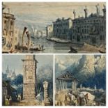 SAMUEL PROUT (British 1783 - 1852) three miniature watercolours - titled 'Near Treves', 6.5 x
