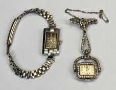 ART DECO LADY'S WATCHES (2) - to include a black dial Omega set with Arabic numerals, within a