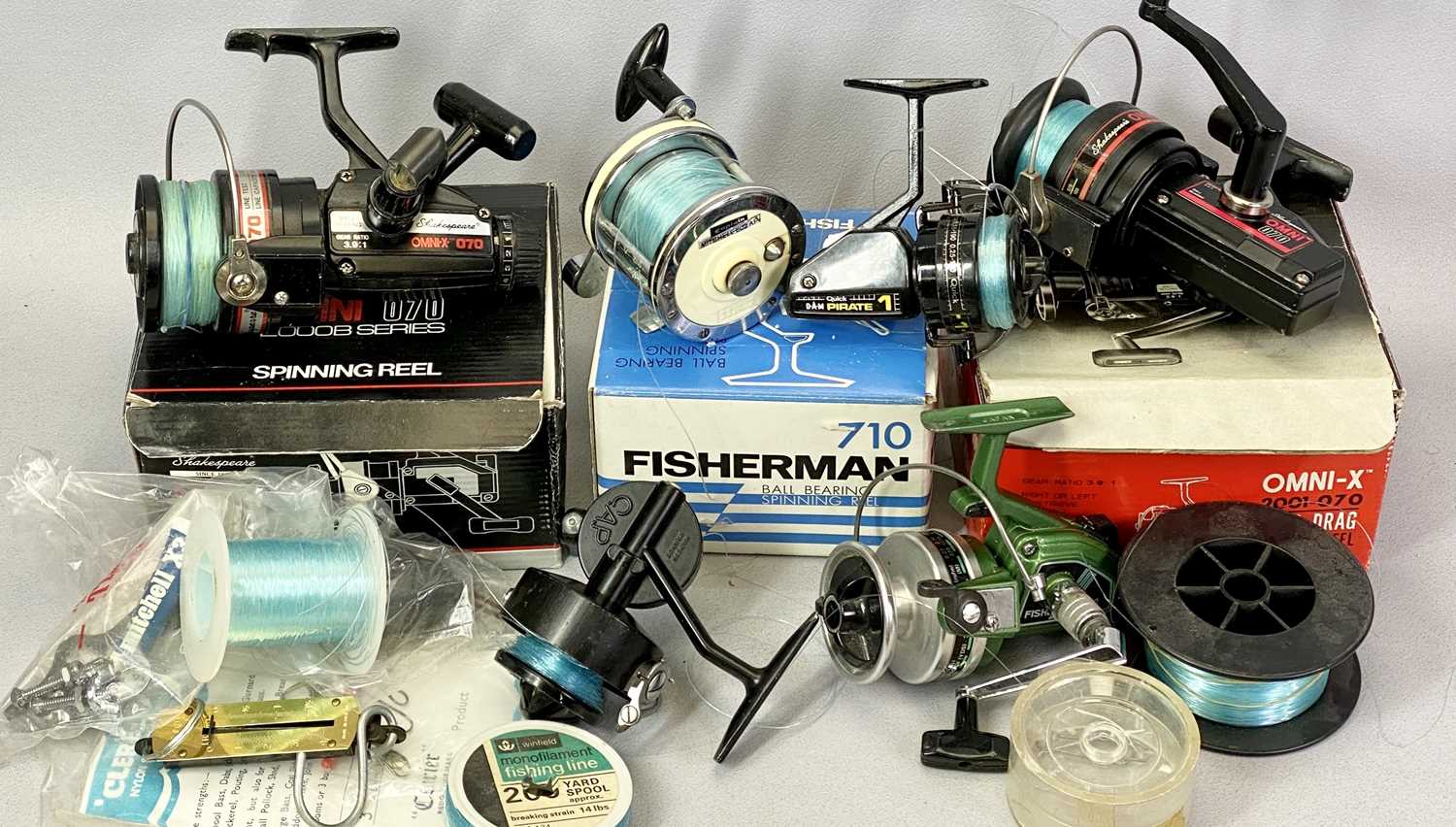 BEACHCASTER FISHING RODS (2) - a boat rod and one other, five spinning reels including Shakespeare - Image 3 of 3