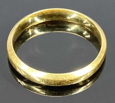 VICTORIAN 22CT GOLD WEDDING BAND - Birmingham date letter for 1885, slightly over Size N, 3.3grms