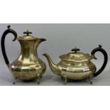 HALLMARKED SILVER TEAPOT & MATCHING COFFEE POT - Sheffield 1931, Maker Emile Viner, both segmented