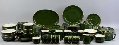 APILCO FRANCE - a set of tableware, green with gilt border including oval plates, circular plates,