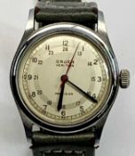 A GRUEN VERI-THIN PRECISION PAN AMERICAN WRISTWATCH, 1940's / 50's - 32mm stainless steel case,