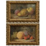 JAMES POULTON (British active 1844 - 1859) gouache, pair - still life with fruit, signed lower