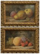 JAMES POULTON (British active 1844 - 1859) gouache, pair - still life with fruit, signed lower