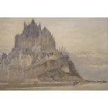AXEL HERMAN HAIG (1835 - 1921) watercolour - label verso 'Mont St Michael, Normandy,Watercolour