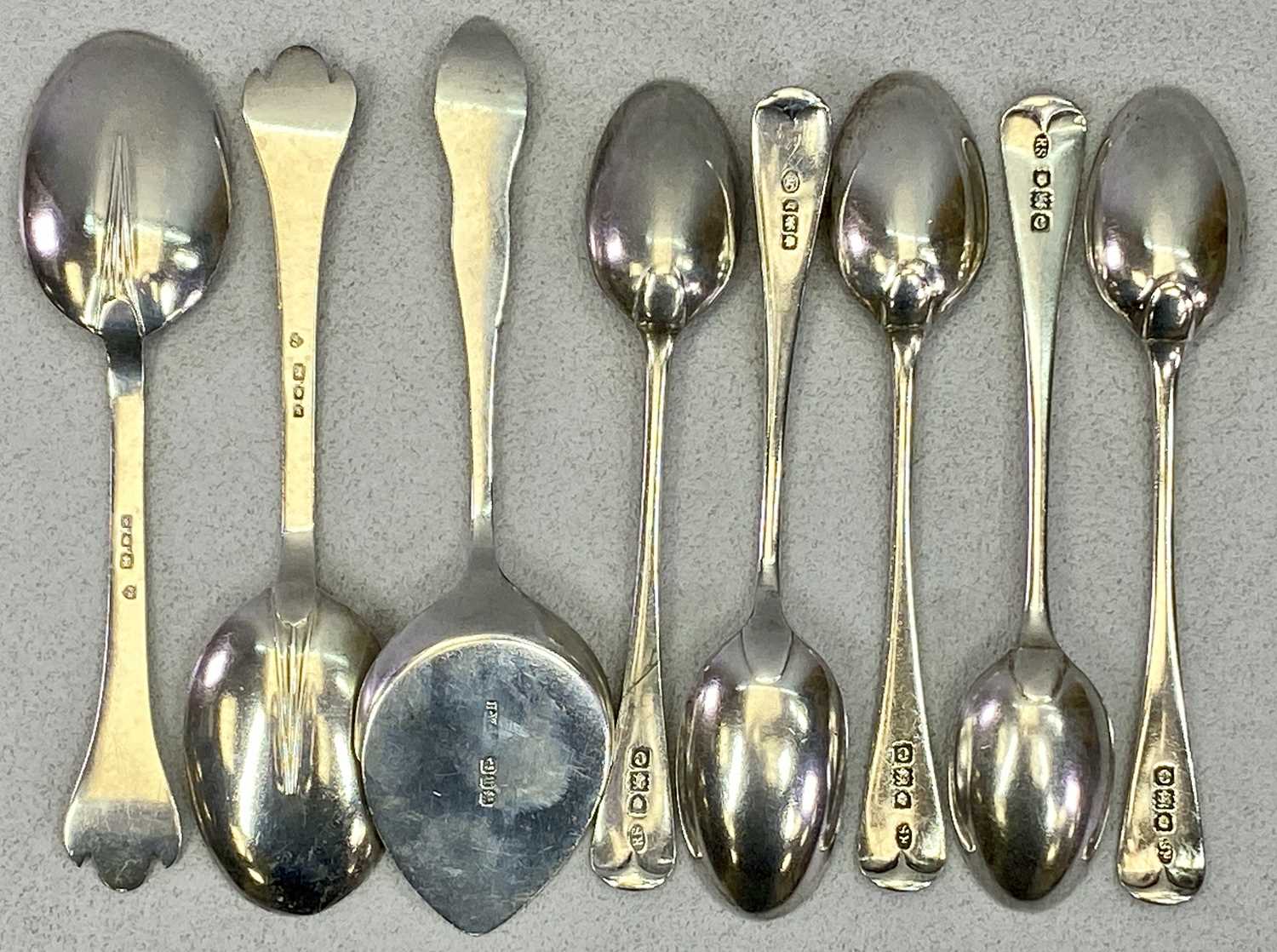 MIXED HALLMARKED SILVER CUTLERY - 13 pieces to include two Trefid type spoons, London 1936, Maker - Image 3 of 3