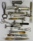 HORN HANDLED, SILVER PLATED & OTHER HAM HOLDERS & OTHER TABLE CUTLERY - lot includes a matching
