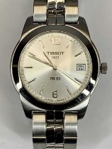 TISSOT 1853 PR50 WRISTWATCH - 35mm stainless steel case, silvered dial with hour batons and Arabic