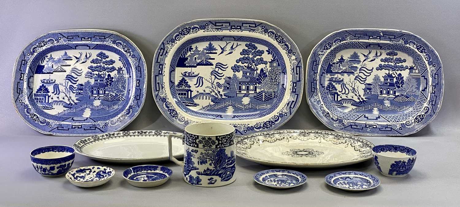 STAFFORDSHIRE BLUE & WHITE TRANSFER WARE POTTERY - late 19th century, six oval indented meat - Image 2 of 3