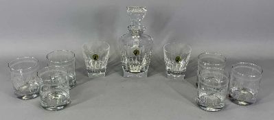 WATERFORD CRYSTAL, a Clarion decanter and stopper, 20cms H, with two matching old fashioned