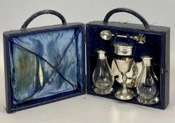 CASED HALLMARKED SILVER COMMUNION SET, 6 PIECES - London 1936 and 1937, Maker A R Mowbray & Co