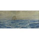 SAMUEL JOHN MILTON BROWN (British 1873 - 1965) watercolour - seascape, three masts at sail,