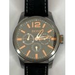 A HUGO BOSS 'ORANGE' WRISTWATCH - 46mm stainless steel case with orange hour batons and Arabic