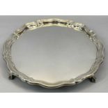 CIRCULAR SILVER SALVER - Sheffield 1933, Maker H Pidduck & Sons, with moulded wavy border,