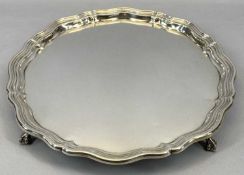 CIRCULAR SILVER SALVER - Sheffield 1933, Maker H Pidduck & Sons, with moulded wavy border,