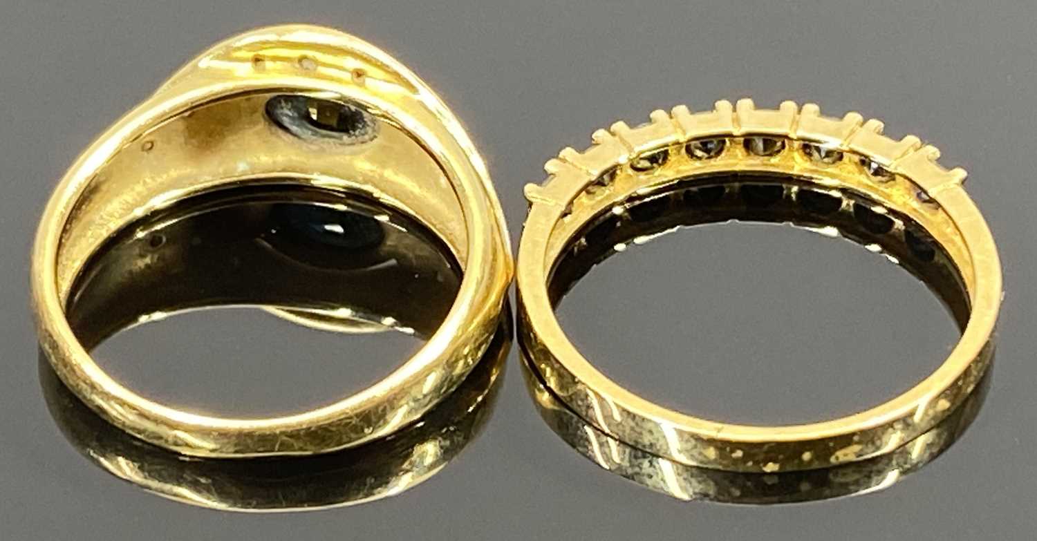 18CT GOLD DRESS RINGS (2) - the first having an inline setting of eight claw mounted black stones, - Image 2 of 2