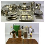 VARIOUS KITCHEN WARE - including a Belgian stainless steel flambe dish, various other stainless