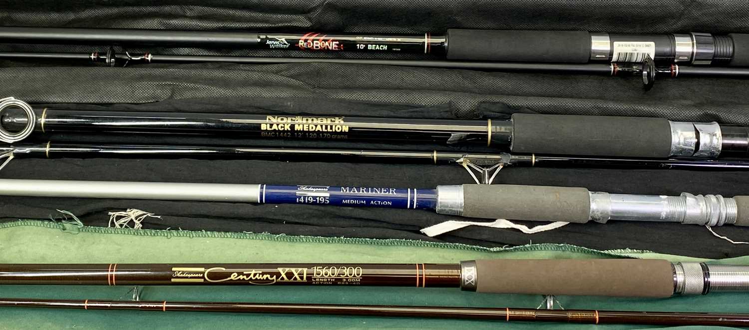 BEACHCASTER FISHING RODS (2) - a boat rod and one other, five spinning reels including Shakespeare - Image 2 of 3