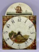 30 HOUR LONG CASE CLOCK MOVEMENT - mid 19th century, striking on a bell with arched painted,